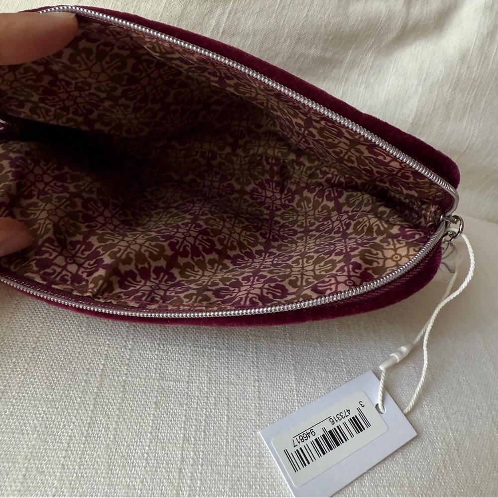 Sisley Burgundy Velvet Floral Clutch | Make Up Bag - Picture 6 of 10
